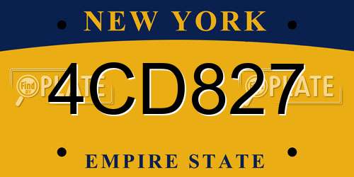 4CD827 New York License Plate