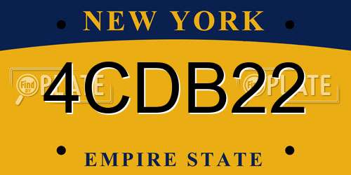 4CDB22 New York License Plate
