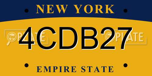 4CDB27 New York License Plate