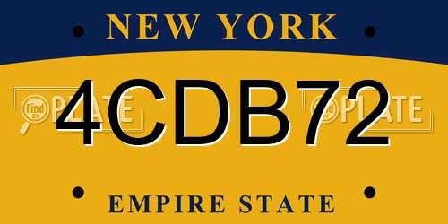 4CDB72 New York License Plate