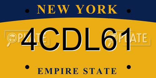 4CDL61 New York License Plate