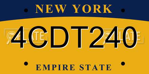 4CDT240 New York License Plate