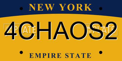 4CHAOS2 New York License Plate