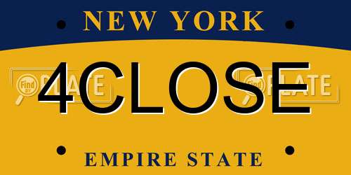 4CLOSE New York License Plate