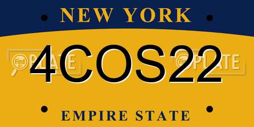 4COS22 New York License Plate