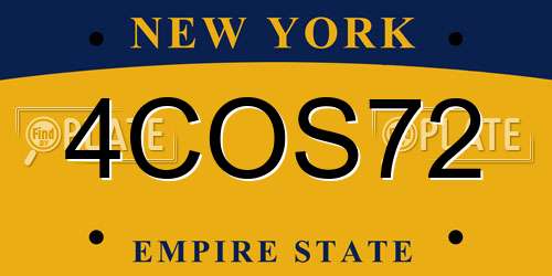 4COS72 New York License Plate