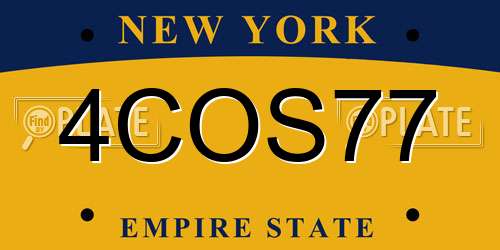 4COS77 New York License Plate