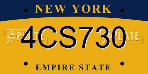 4CS730 New York License Plate