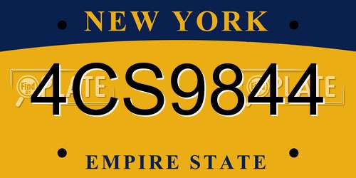 4CS9844 New York License Plate