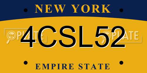 4CSL52 New York License Plate