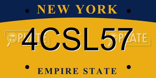 4CSL57 New York License Plate