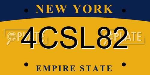4CSL82 New York License Plate