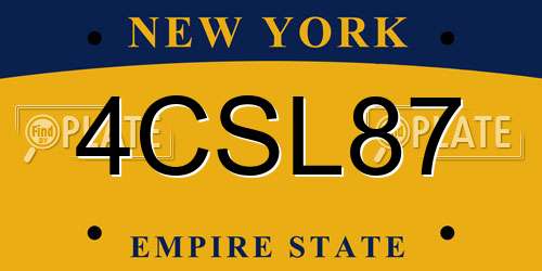 4CSL87 New York License Plate