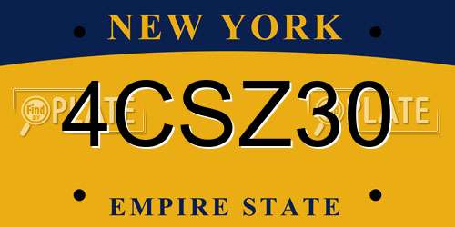 4CSZ30 New York License Plate