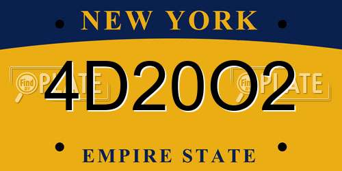 4D20O2 New York License Plate