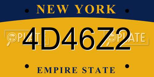 4D46Z2 New York License Plate