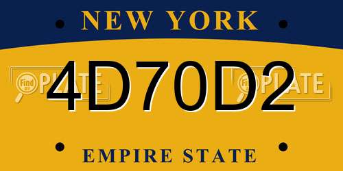 4D70D2 New York License Plate