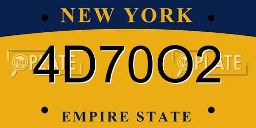 4D70O2 New York License Plate