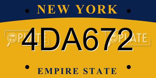 4DA672 New York License Plate