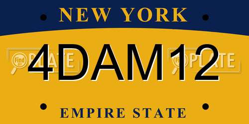 4DAM12 New York License Plate