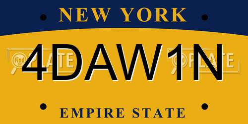 4DAW1N New York License Plate
