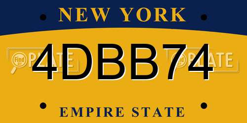 4DBB74 New York License Plate