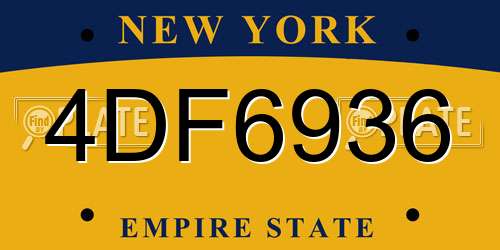 4DF6936 New York License Plate