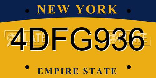4DFG936 New York License Plate