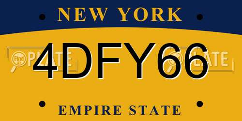 4DFY66 New York License Plate