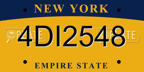 4DI2548 New York License Plate