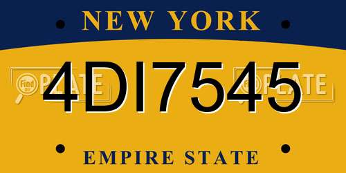 4DI7545 New York License Plate