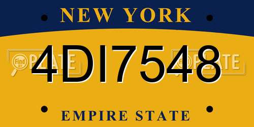 4DI7548 New York License Plate
