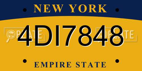 4DI7848 New York License Plate