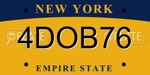 4DOB76 New York License Plate