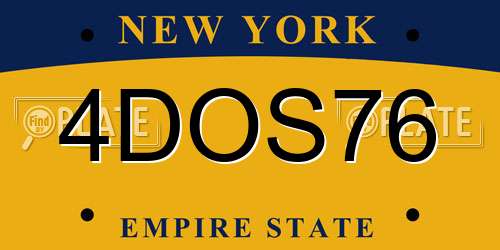 4DOS76 New York License Plate