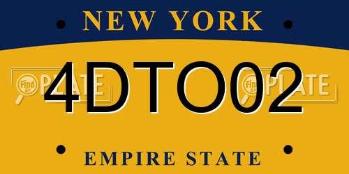 4DTO02 New York License Plate