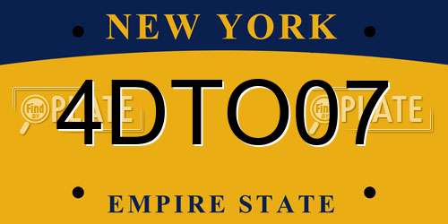 4DTO07 New York License Plate