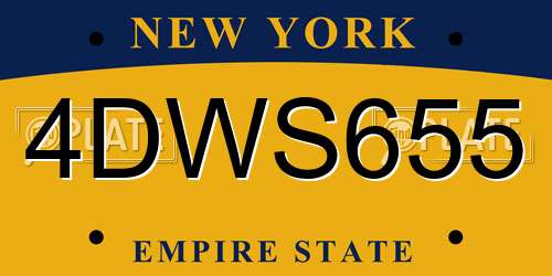 4DWS655 New York License Plate