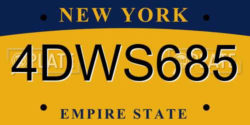 4DWS685 New York License Plate