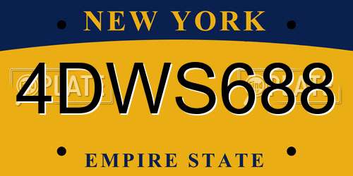 4DWS688 New York License Plate