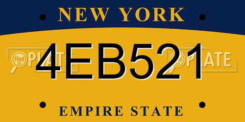 4EB521 New York License Plate