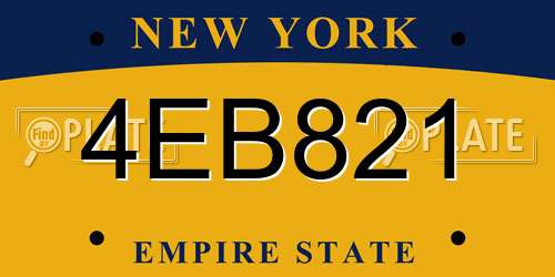 4EB821 New York License Plate