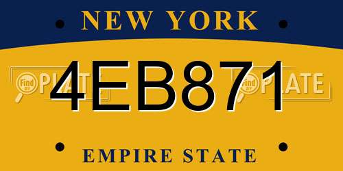 4EB871 New York License Plate