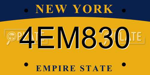 4EM830 New York License Plate