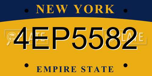4EP5582 New York License Plate