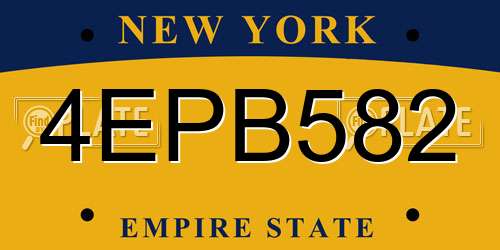 4EPB582 New York License Plate