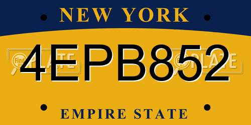 4EPB852 New York License Plate