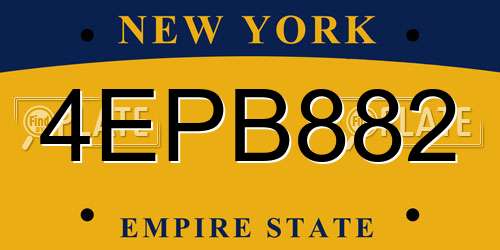 4EPB882 New York License Plate