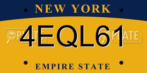 4EQL61 New York License Plate