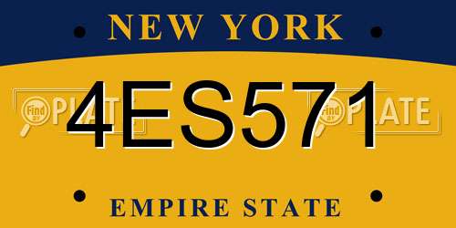 4ES571 New York License Plate